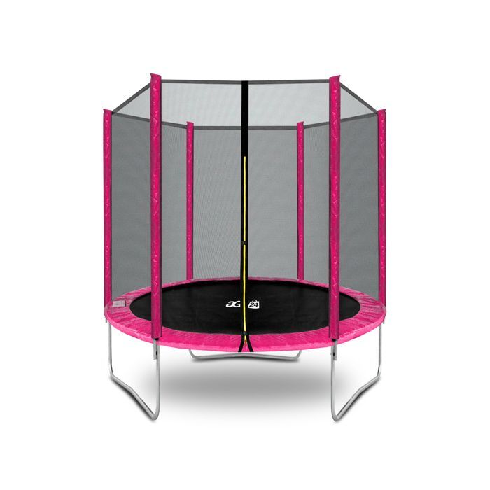 Cama elástica Aga SPORT TOP de 180 cm, color rosa, con red de seguridad.