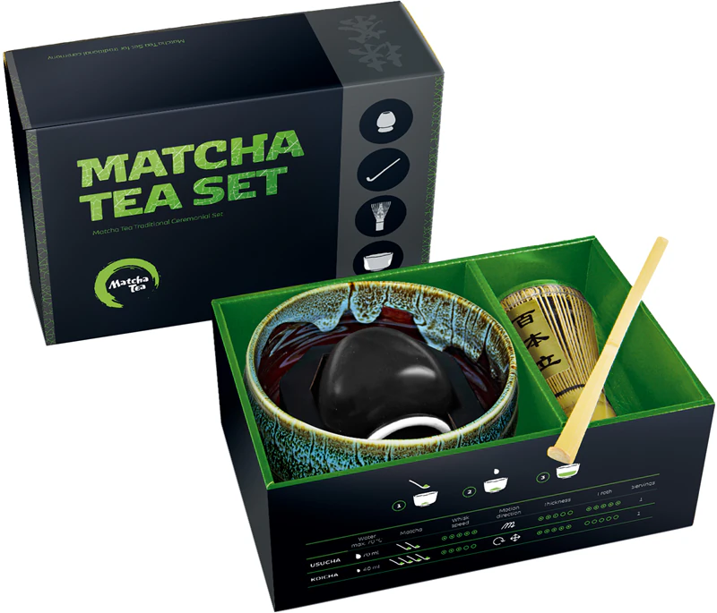 Conjunto de chá Matcha Profi Kaoru, kit de presente para preparar uma bebida.