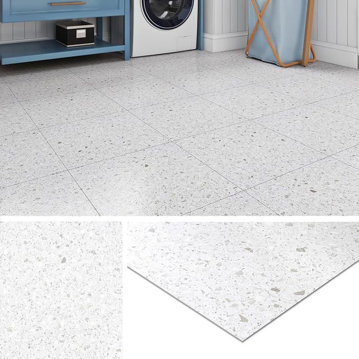 Baldosas adhesivas de PVC Livelynine, terrazo gris claro, baldosas para suelo de cocina, 30x30 cm, suelo de linóleo, 4 baldosas de terrazo gris claro