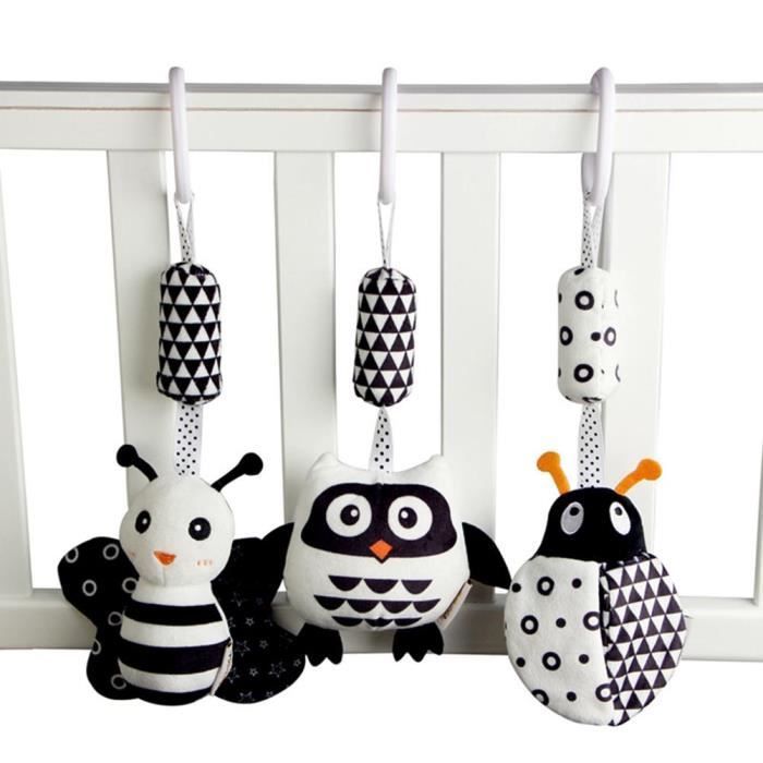 SALALIS Baby Stroller Toys - Owl - Black and White - Rattles - Activity Toys