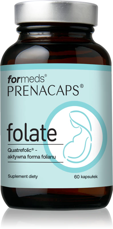 Cápsulas de suplemento alimentar Prenacaps Folate para gestantes