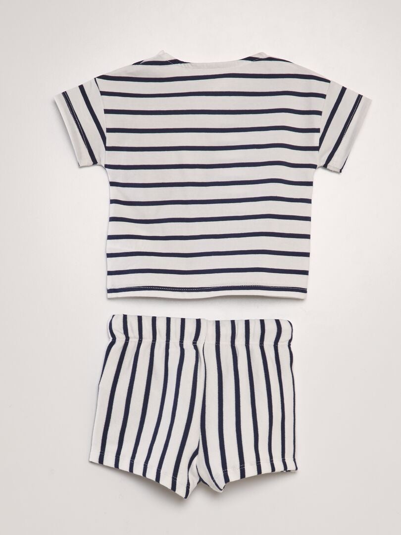 Korte pyjamaset - t-shirt + short - 2-delig - WIT