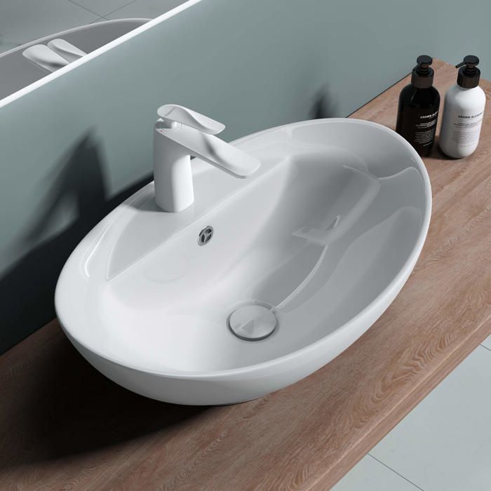 Lavabo de encimera blanco de 59 cm, Doporro Brussels302, 59x39x21cm