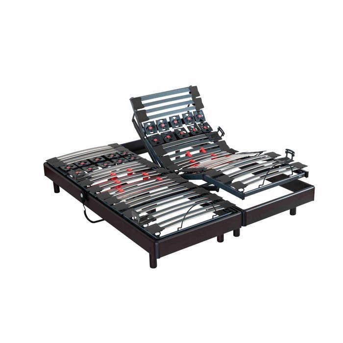 Base de cama ajustable BULTEX 160x200 (2x80x200) - 5 secciones articuladas de forma ergonómica - Acabado en cerezo wengué