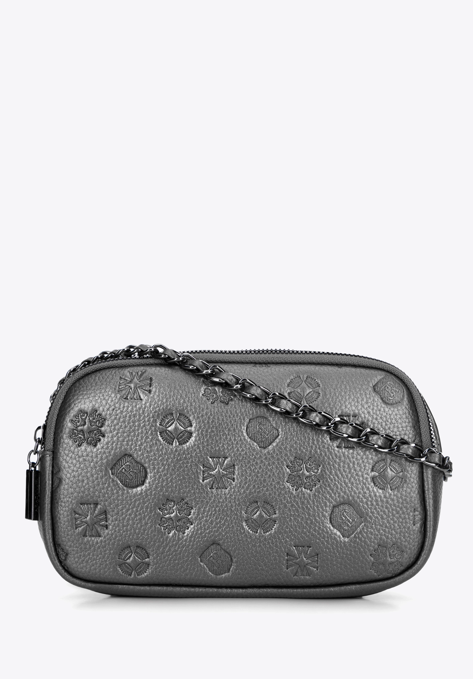 Damska crossbody ze skóry na łańcuszku srebrna