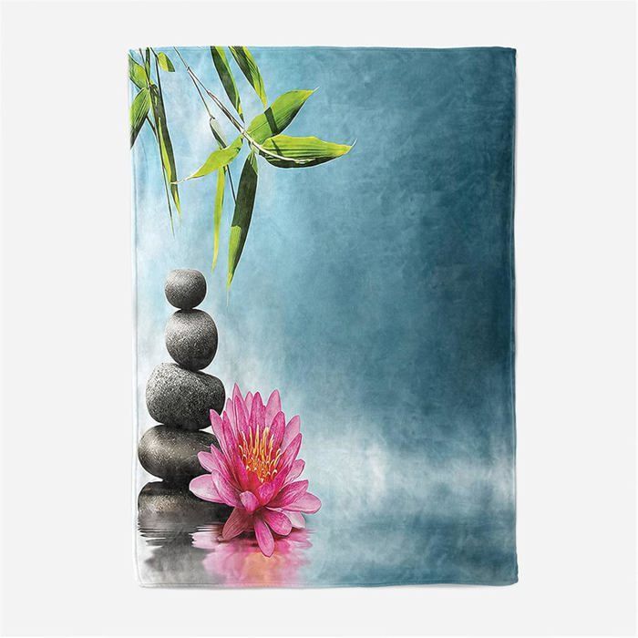 Manta de franela polar, 150x200cm, cálida y suave para invierno, ideal como colcha o funda de sofá, con estampado de flor de loto.