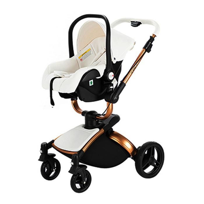 Cochecito Magic ZC 3 en 1, sistema de viaje 3 en 1, piel sintética, rotación de 360°, cesta grande, de 0 a 3 años, peso máximo 15 kg, blanco