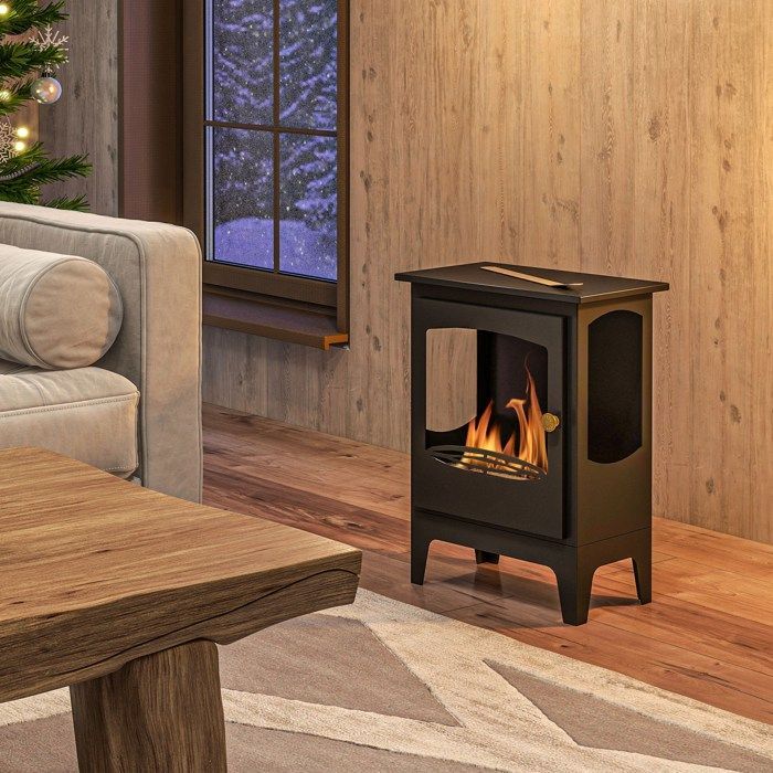 Chimenea de bioetanol independiente - HOMCOM - con depósito de 1,2 L - cubre de 20 a 25 m² - 39 x 26 x 54 cm - negra