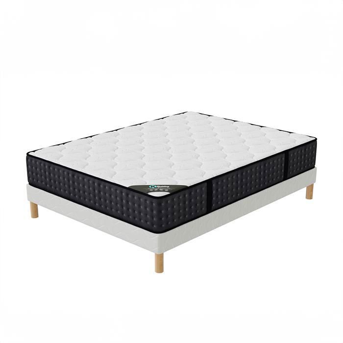 Base de cama + colchón COSMOS 180x200 (2x90x200) cm | Altura 26 cm | Espuma de alta densidad | 8 patas | Confort equilibrado