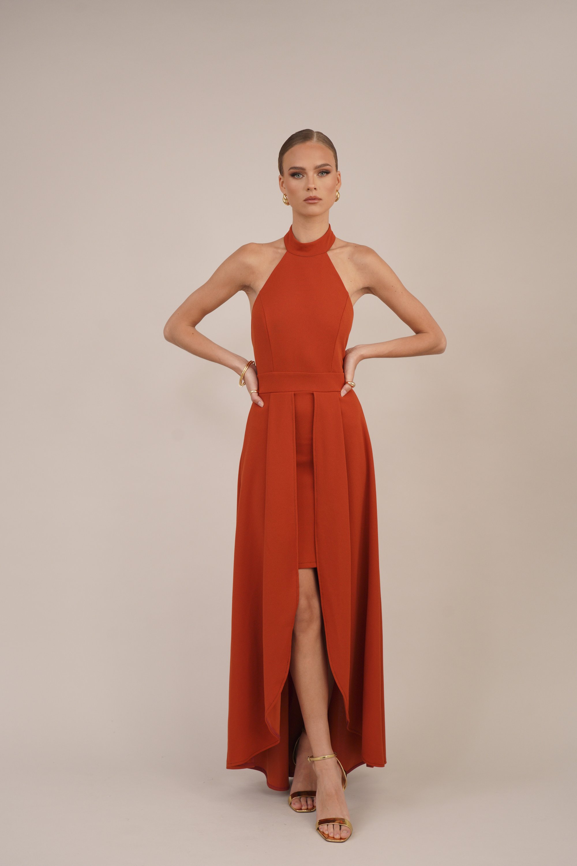 WAL G. YANNY HALTERNAK BODYCON - Feestkleding - terracotta