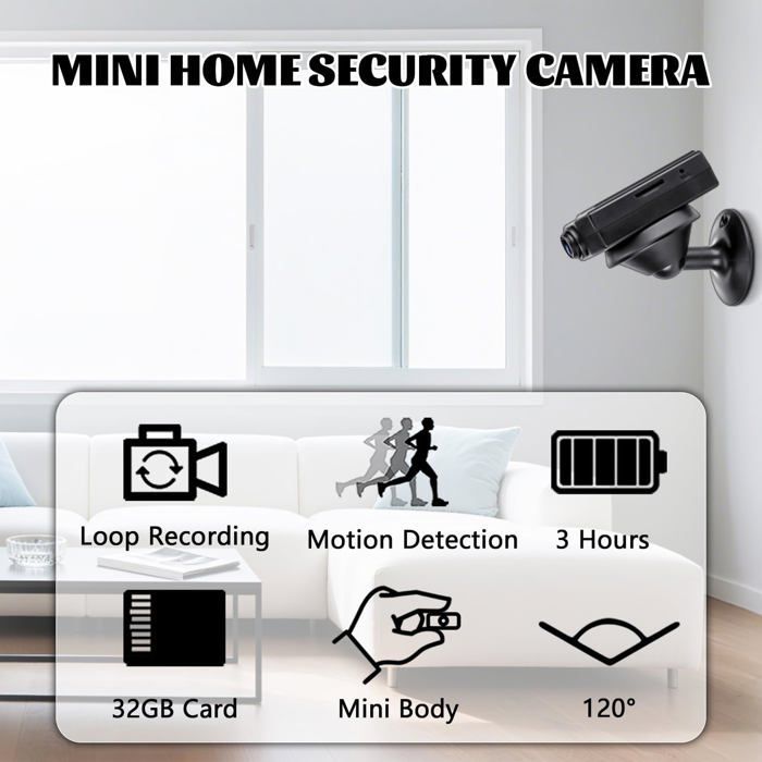 Mini Spy Camera, Discreet 1080P Camera with Video and Audio Recording, Motion Detection, 3 Hours of Battery Life