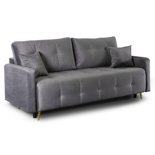 Sofa Rozkładana Kanapa Z Funkcją Spania Wersalka Dwuosobowa Szara SEUL