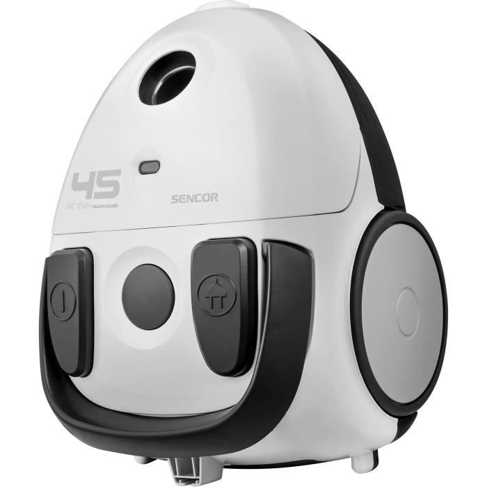 Aspirapolvere a cilindro con sacchetto - SENCOR - SVC 45WH-EUE3 - Motore ECO 850 W - 79 dBA - 1,5 L - Bianco