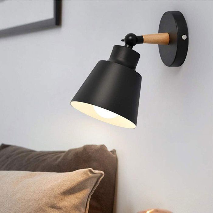 Applique Murale Vintage Industrielle Luminaire Plafonnier E27 en Métal Réglable Lampe Murale Interieur pour Chambre Restaurant Noir
