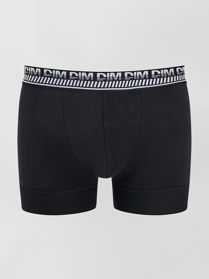 Conjunto de 2 cuecas boxer 3D Flex com elástico na cintura 'DIM' - PRETAS