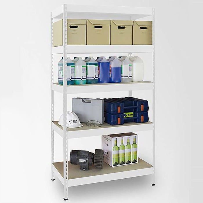 Estantería metálica reforzada de alta resistencia Grizzly, 5 niveles, blanca, 180 x 90 x 60 cm, carga máxima: 875 kg