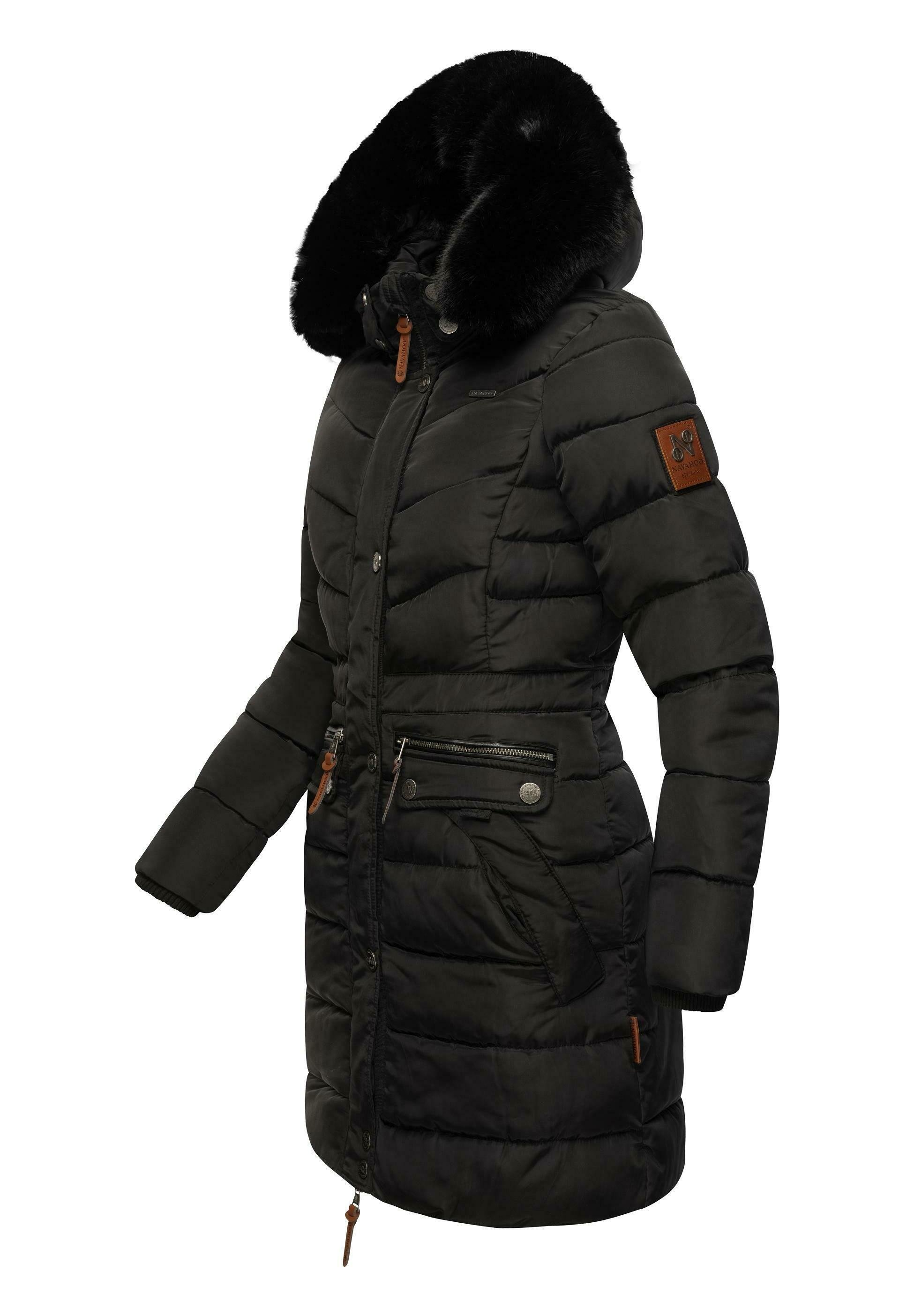 Navahoo Paula - Cappotto invernale - nero con pelliccia nera