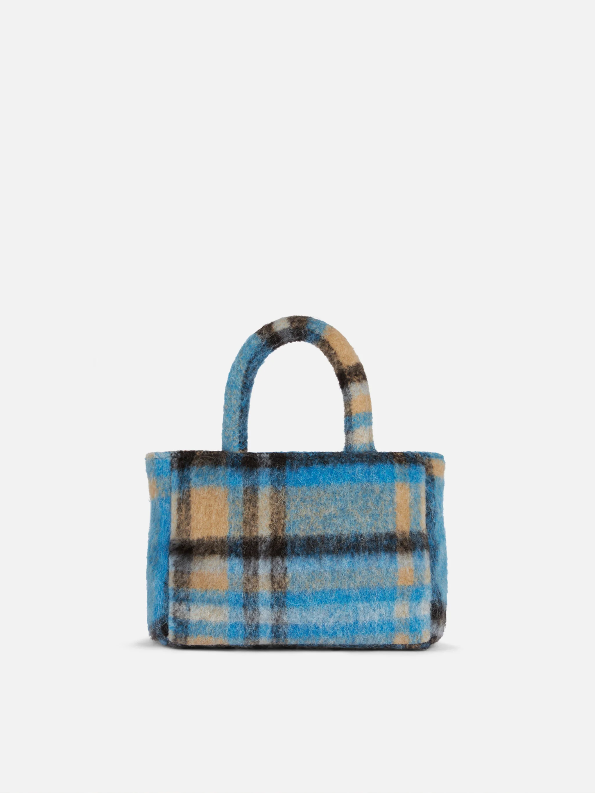 Clarine tas van zachte wol met tartanpatroon