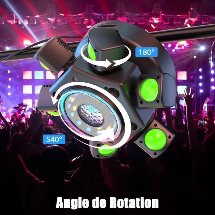 UKing 150W Jeux de Lumiere - DJ Lyre LED RGBW Rotation Lumière de Scène - Lumière Laser&Stroboscopique - Son Activé&Télécommande