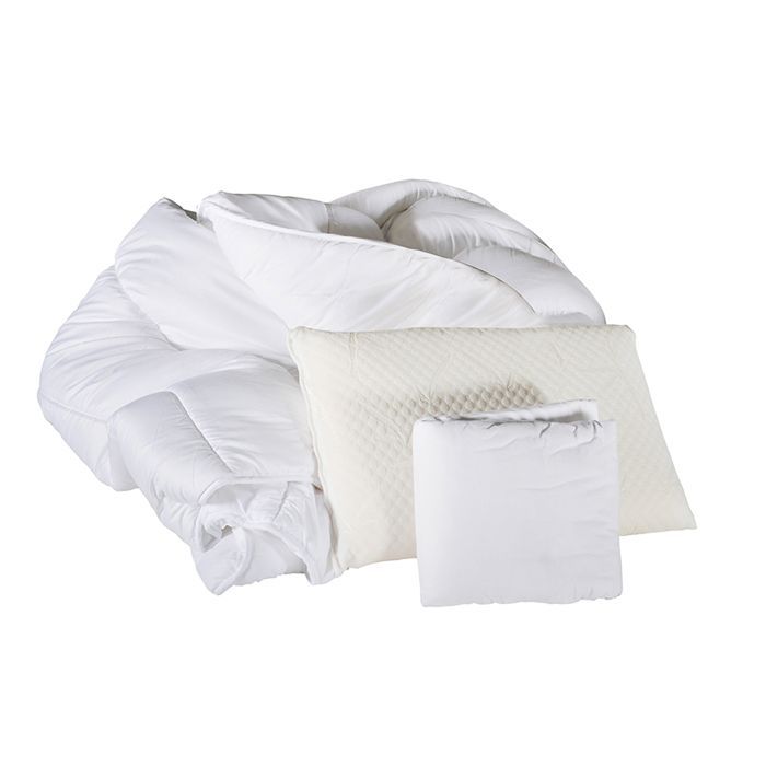 Pack complet literie : Oreiller(s) + Protège-Matelas + Couette Blanc 140x200 cm