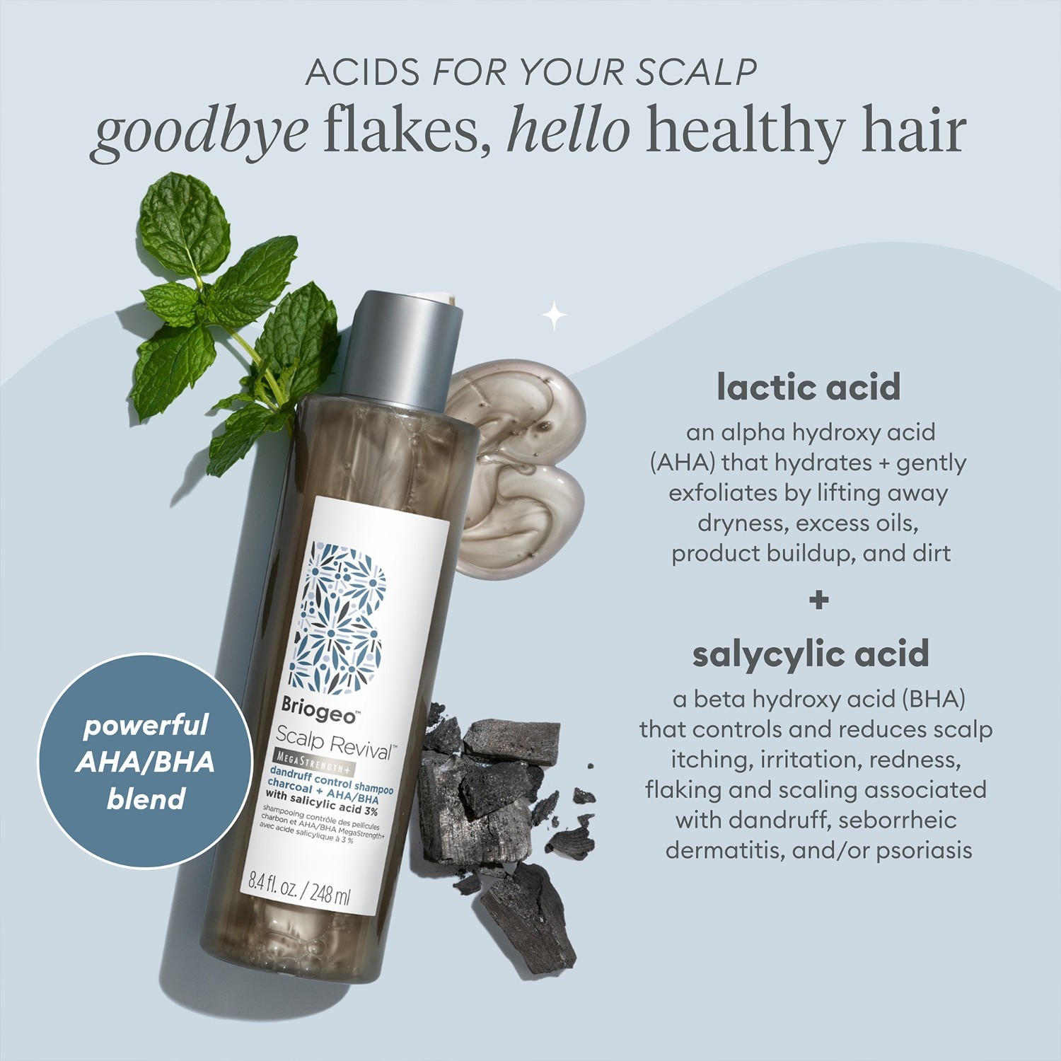 Briogeo Scalp Revival™ MegaStrength+ šampon protiv peruti s aktivnim ugljem + AHA/BHA i 3% salicilne kiseline – 248 ml