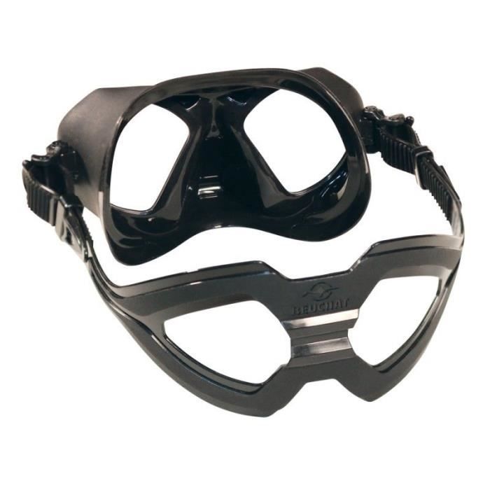 Masque de plongée BEUCHAT SHARK noir - Super faible volume - Grand champ de vision