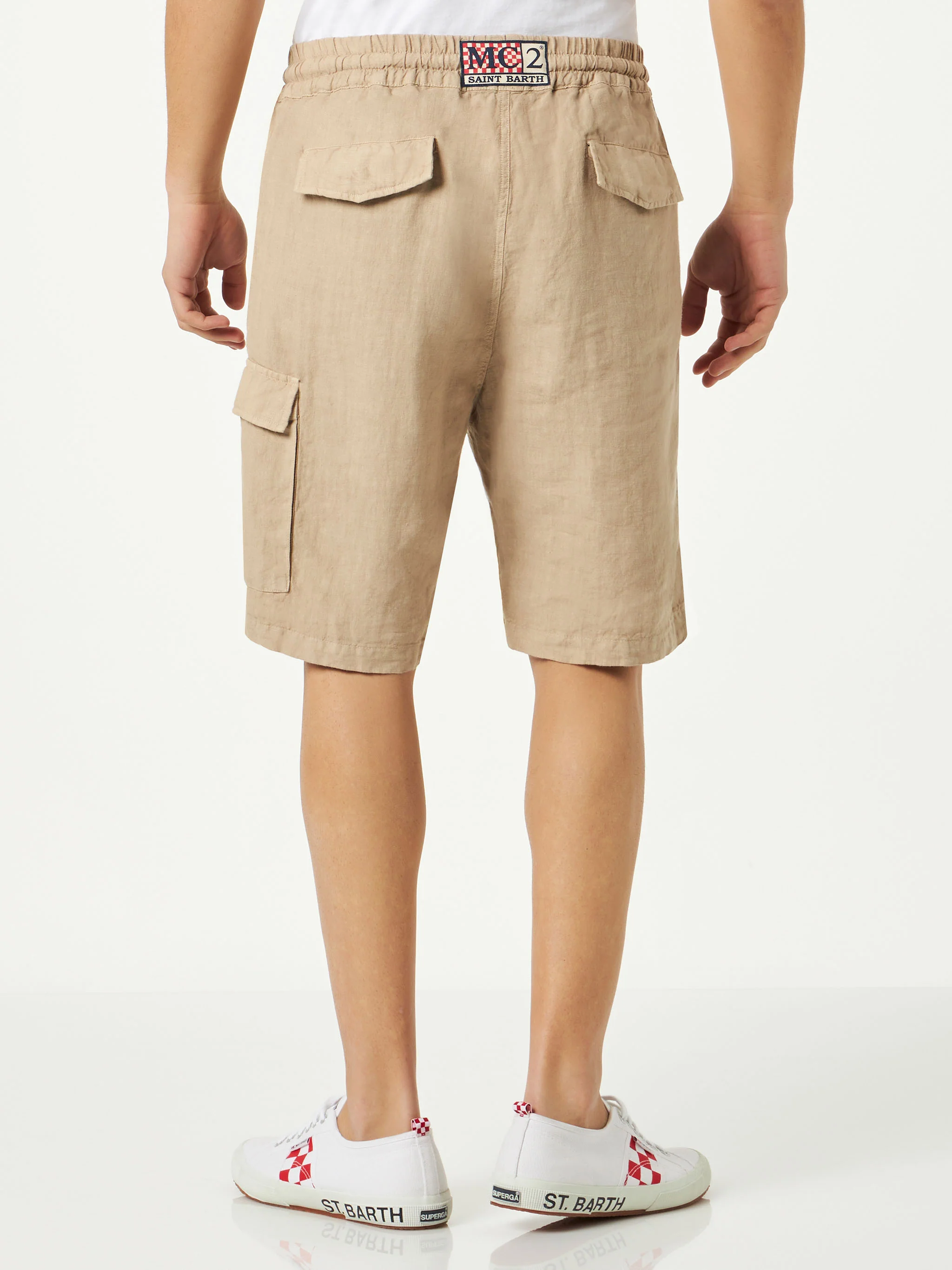 Beige linnen Bermudashorts voor heren