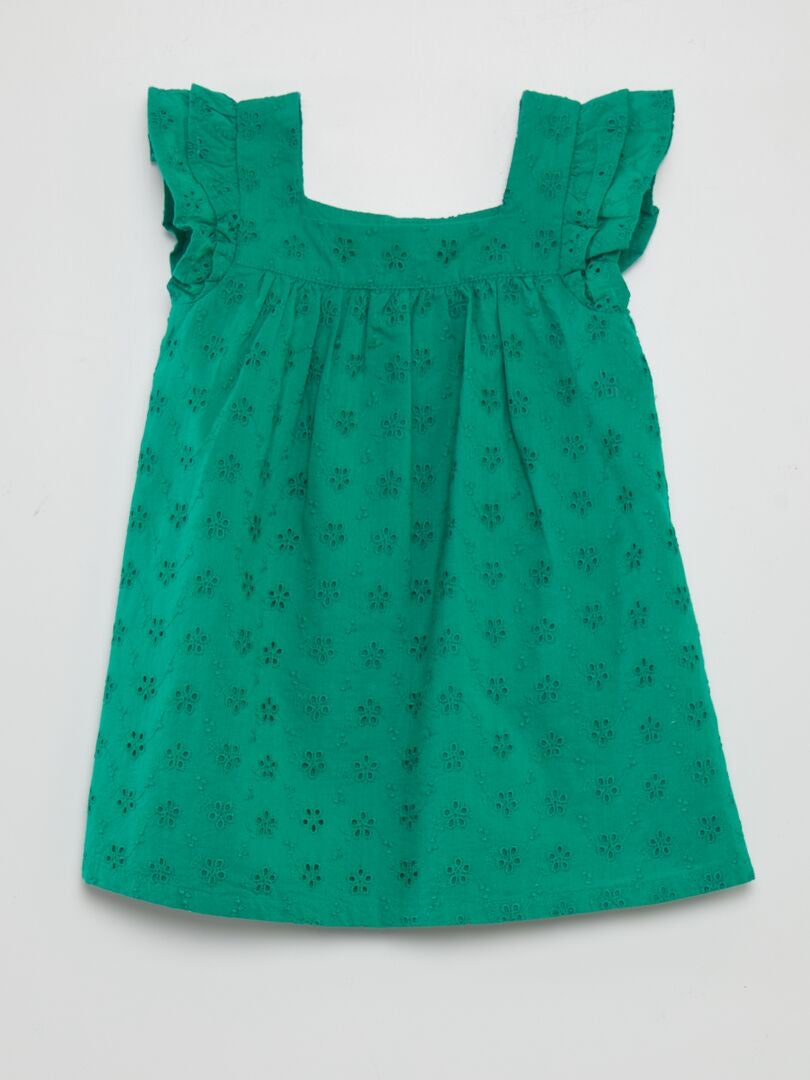 Jurk met Engelse steken - GROEN