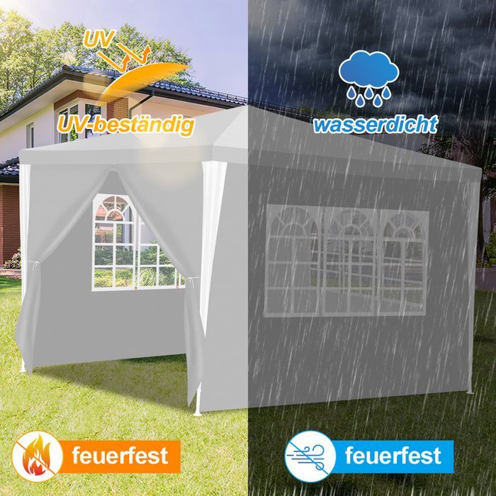 Cenador/Carpa/Tienda de Recepción Daromigo con paneles laterales desmontables, grande, blanco, 3x3 m, tienda de campaña