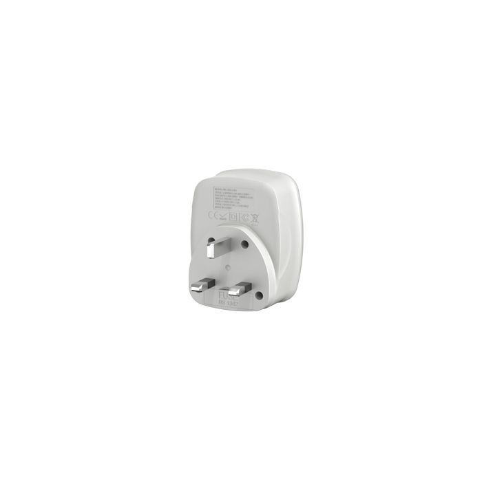 EU/VK reisadapter - 4 USB-poorten - Wit - Voltman