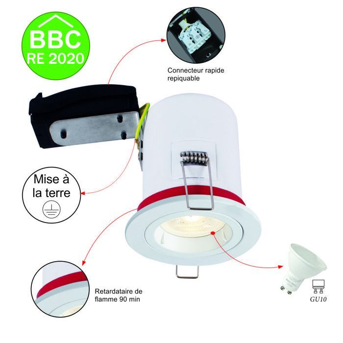 Support spot BBC salle de bain IP65 + GU10 6W 450lm inclus - garantie 2 ans