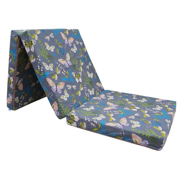 Matelas 195x65x10 cm lit futon pliable pliant - NATALIA SPZOO - 65x195 cm epaisseur 10 cm - Soutien ferme - Housse amovible