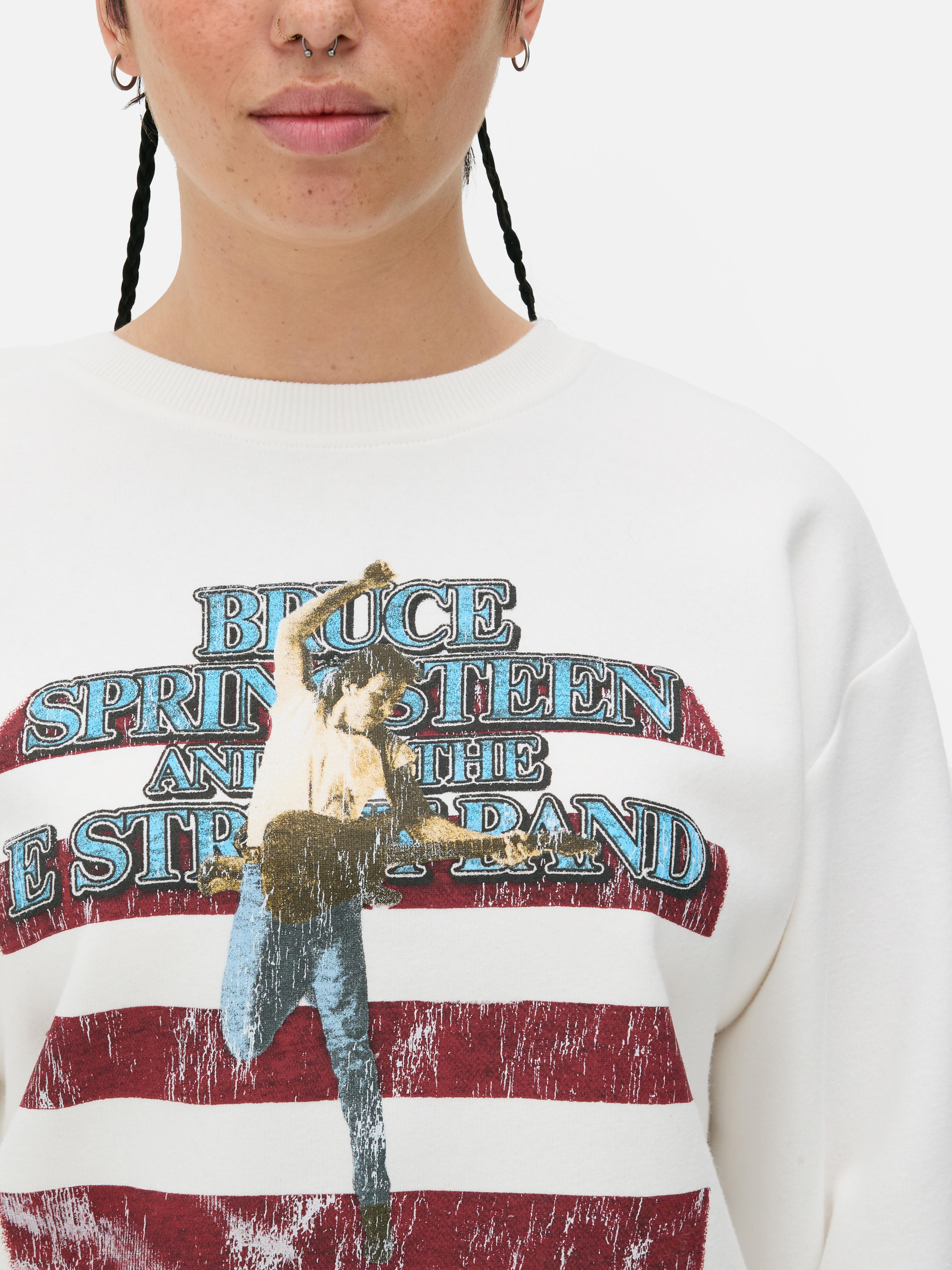 Hanorac cu imprimeu Bruce Springsteen Un hanorac cu guler rotund, manșete cu nervuri și un imprimeu al îndrăgitului artist muzical Bruce Springsteen