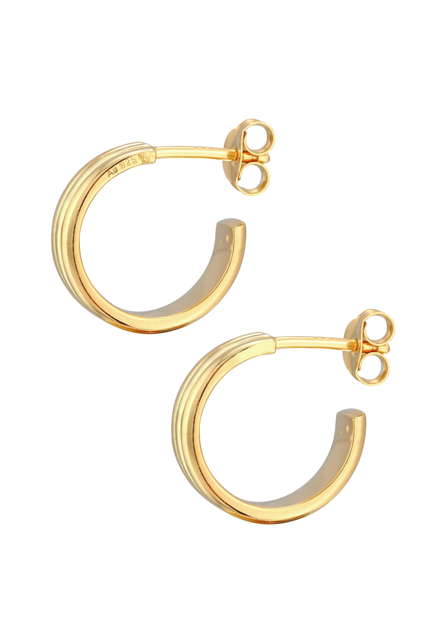 Elli Créoles pour femmes Rainures structurées avec émail en argent sterling 925 plaqué or