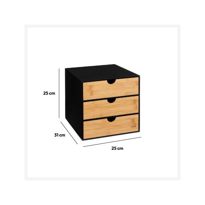 Mueble de almacenamiento de bambú de 3 cajones 