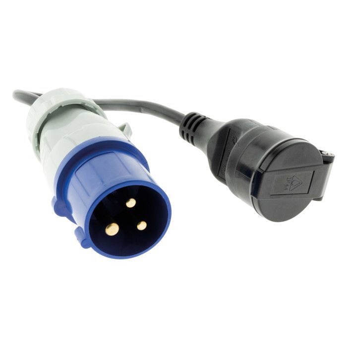 Adaptador hembra 16A 2P+E a macho CEE17 - Azul - Zenitech