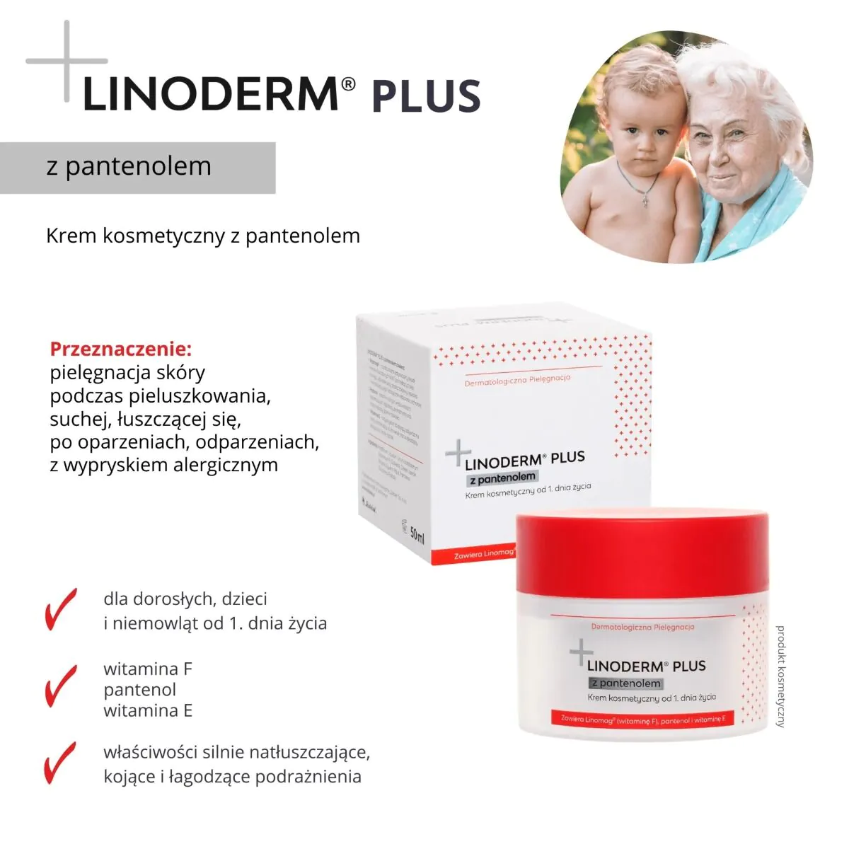 Linoderm Plus z Pantenolem, Krem kosmetyczny od 1. dnia życia