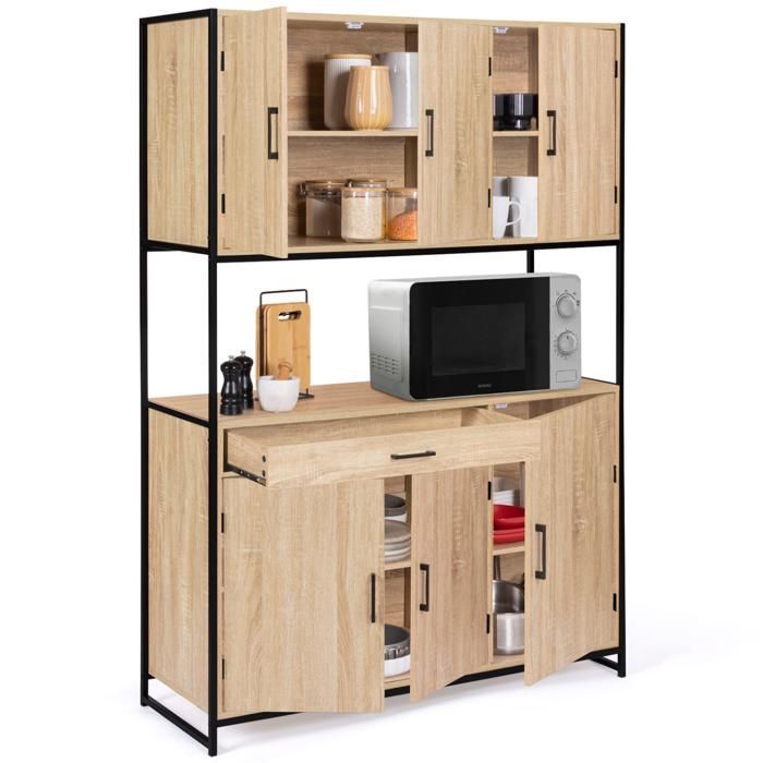 IDMARKET Detroit 120 cm keukenbuffet, 6 deuren, industrieel design + lade