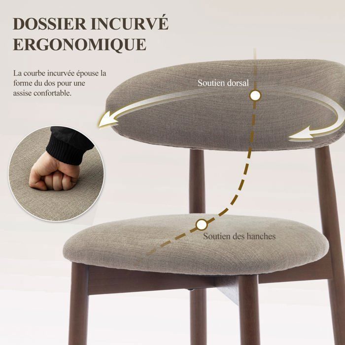 Sæt med 4 robuste og elegante stole i minimalistisk nordisk stil, ideel til spisestuen og køkkenet - Camel