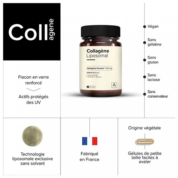 Colágeno Liposomal A-Lab 300 mg Antienvejecimiento Hidratación Articular Mejor Absorción 60 Cápsulas