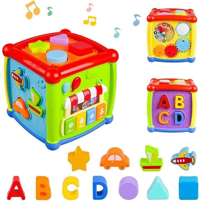 Cubo de actividades para bebés ZGEER - Juguete educativo 6 en 1 - Clasificación de formas y colores - Música y sonidos - Verde