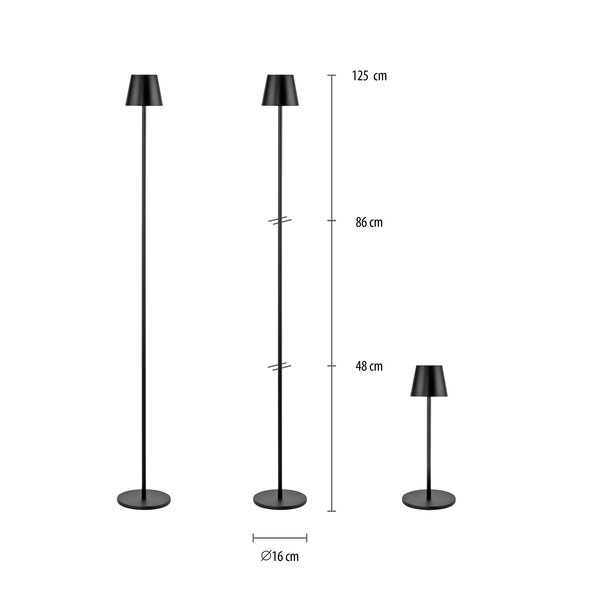 Buria LED elemes állólámpa, fekete