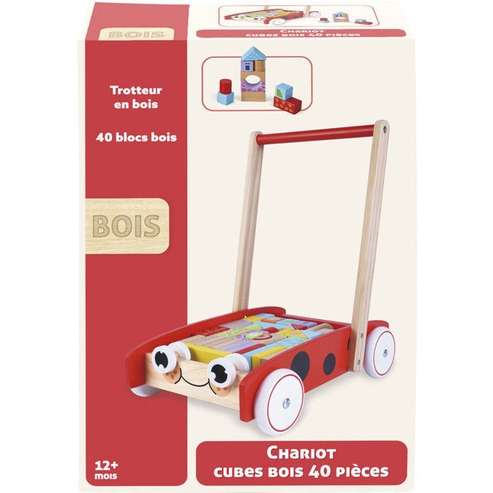 Houten speelgoed - Merkloos - A2203156 - Loopkar - 40 stuks - Meerkleurig