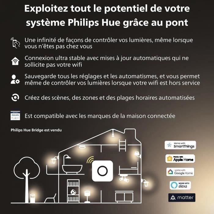 Bombilla inteligente - PHILIPS HUE - MR16 - Luz blanca - Compatible con Bluetooth - Paquete de 2 - Funciona con aplicación y control por voz