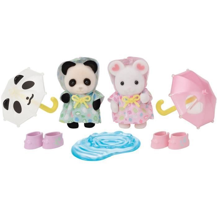 Articulated Figures - SYLVANIAN FAMILIES - Baby Duo in Raincoats - Panda and Marshmallow Mouse