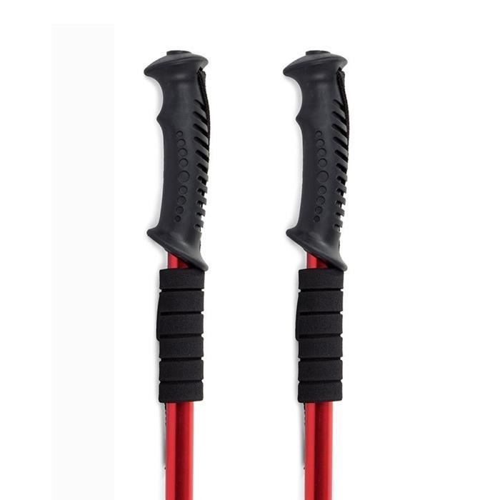 Bastones nórdicos de aluminio ENERGIA DUR de 3 peldaños, color rojo, con resorte resistente a los golpes.