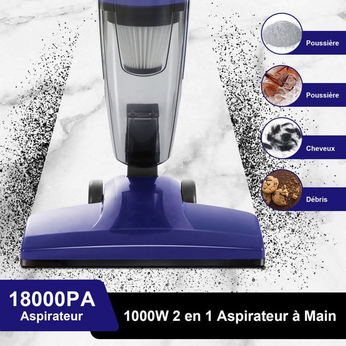 MONMECD Bagless Stick Vacuum Cleaner - Powerful 1000W - 2-in-1 Handheld Vacuum - 18kPa - 0.8L - HEPA Filtration