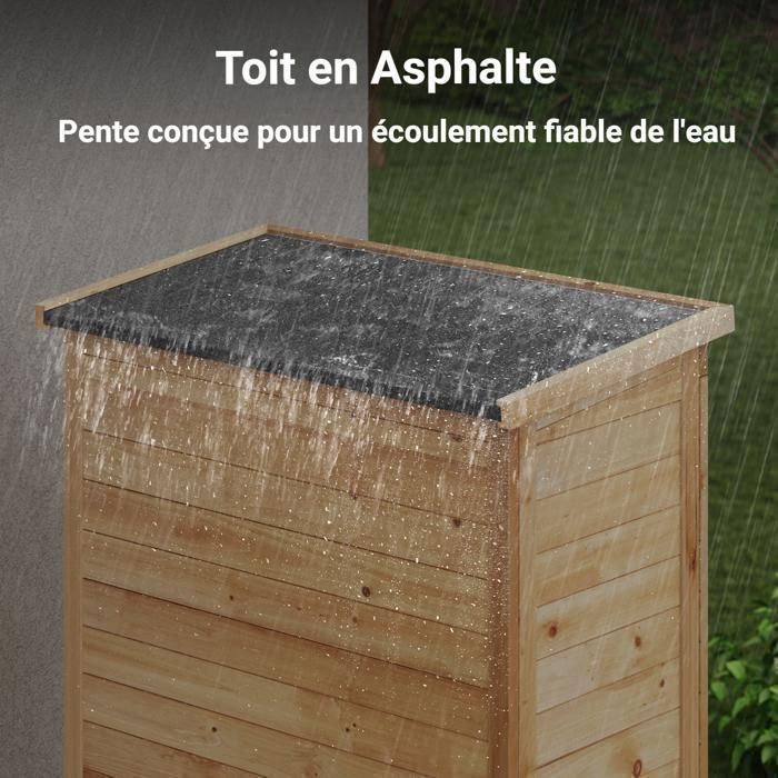 Mobile da giardino Bealife - Mobile contenitore in legno per esterni - 3 ripiani - 2 ante - Tetto inclinato - 76x42x160,5 cm - Cassapanca gialla