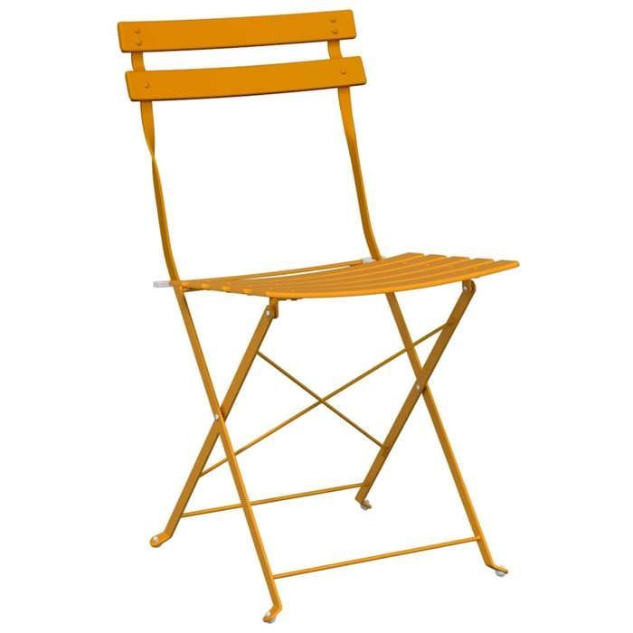 Folding bistro set - BURKE - 3 pieces - Mustard - Steel - 50x50x71 cm - Folding table - Folding chairs