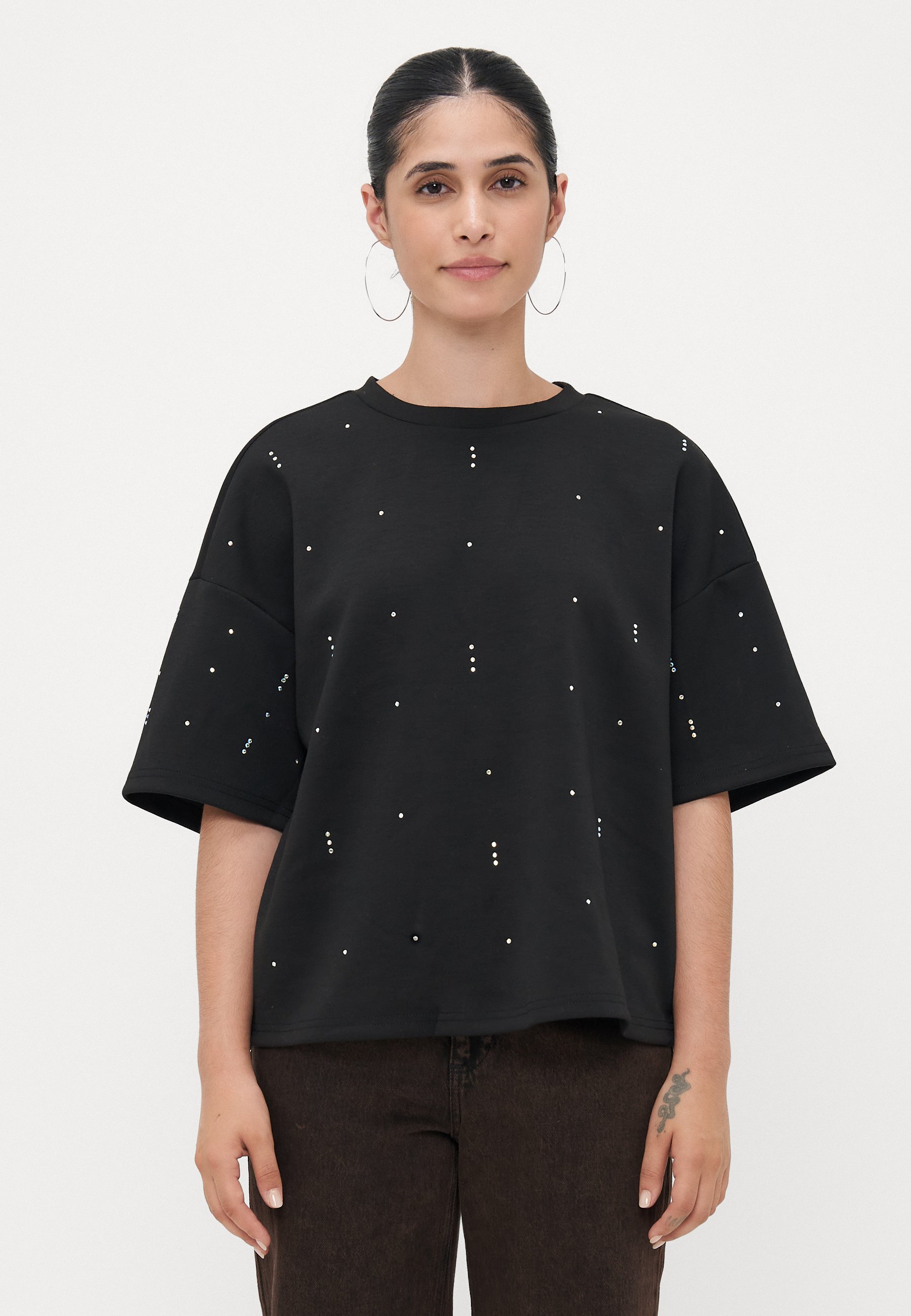 ONLY Petite ONLEDEL SPARKLE - T-shirt met print - zwart